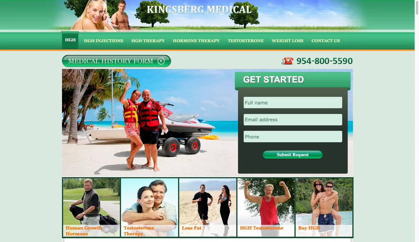 Current hgh1.com homepage, showing a dated 2010-era design with bevelled green gradient navigation and clip-art imagery